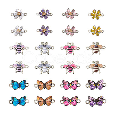 Boutigem 24Pcs 12 Styles Alloy Enamel Connector Charms FIND-BG0001-03-1