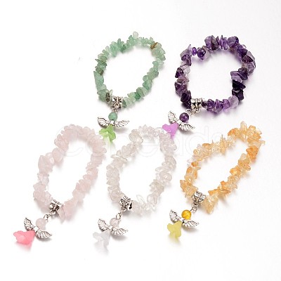 Natural Mixed Stone Kids Bracelets for Children's Day X-BJEW-JB02062-1