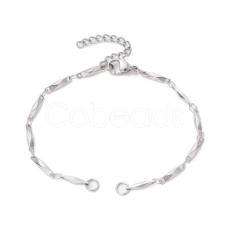 304 Stainless Steel Faceted Bar Link Chain Bracelet Makings AJEW-JB01184-02-1