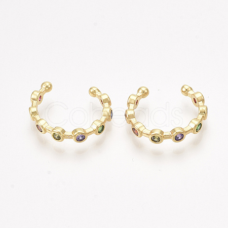 Brass Cubic Zirconia Cuff Earrings X-EJEW-S201-183-1