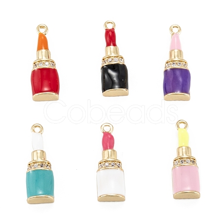 Brass Micro Pave Clear Cubic Zirconia Pendants KK-K255-16G-1