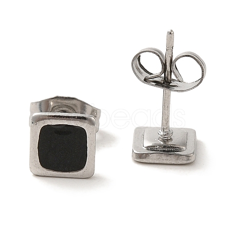 304 Stainless Steel Square Stud Earrings EJEW-C114-06P-01-1