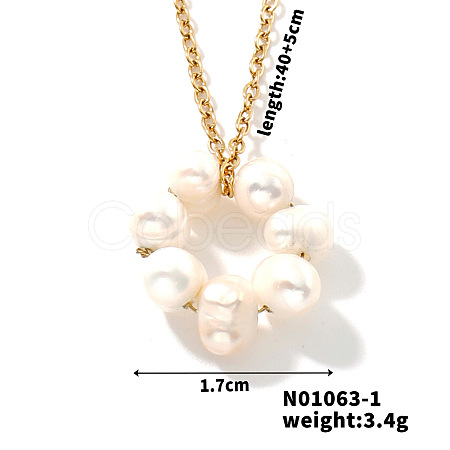 Chic Sweet Donut Brass Freshwater Pearl Pendant Necklace for Women CM3023-2-1