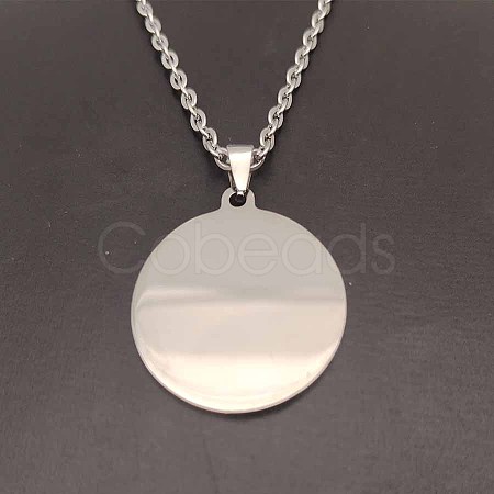 Stainless steel disc mirror necklace pendant pendant jewelry accessories VE1814-1