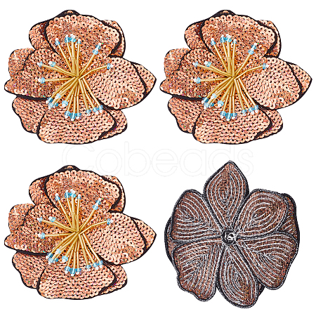 3D Flower Sequin Patches PATC-WH0012-01A-1
