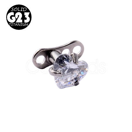 G23 Titanium Cubic Zirconia Dermal Anchor Base/Top for Women Men WG953A3-09-1