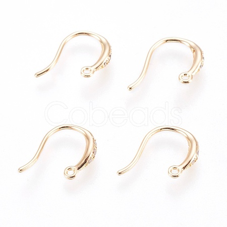 Brass Micro Pave Cubic Zirconia Earring Hooks X-ZIRC-Q002-144G-1