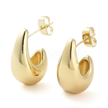 Brass Teardrop Stud Earrings EJEW-D086-04G-1