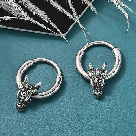 Dragon Head 316 Surgical Stainless Steel Hoop Earrings EJEW-G416-22AS-1