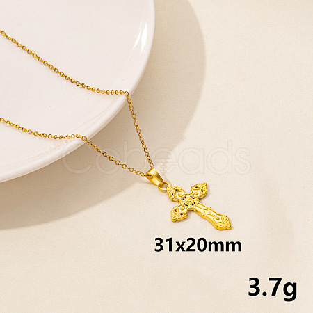 Vintage Stainless Steel Cross Pendant Necklaces for Women QX2053-2-1