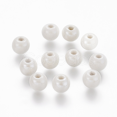 Pearlized Handmade Porcelain Round Beads X-PORC-S489-6mm-01-1