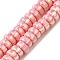 Handmade Polymer Clay Beads Strands, with Glitter Powder, Rondelle, Pink, 7~7.5x3~3.5mm, Hole: 1.6mm, about 116~118pcs/strand, 15.55~15.94''(39.5~40.5cm)