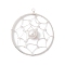 Natural Cultured Freshwater Pearl Pendants, Flat Round Brass Web/Net Charms, Silver, 40x35.5x6mm, Hole: 2mm