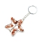 Natural Carnelian Keychains, with Metal Split Rings, Star, 10cm