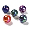 UV Plating Opaque Rainbow Iridescent Acrylic Beads, Round, Mixed Color, 15.5mm, Hole: 3.5mm