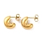 Ion Plating(IP) 304 Stainless Steel Stud Earrings, C-Shaped, Real 14K Gold Plated, 13.5x6mm