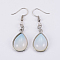 Synthetic Opalite Dangle Earrings, with Brass Findings, teardrop, 50mm, Pin: 0.7mm