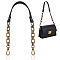 PU Leather Bag Straps, with Alloy Chain & Swivel Clasps, for Bag Replacement Accessories, Black, 60.5cm