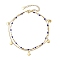 304 Stainless Steel Double Layer Chain Anklets, Enamel Style, with Golden Plated Heart Charms, Blue, 9-1/8 inch(23cm)