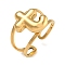 304 Stainless Steel Finger Ring, Real 18K Gold Plated Cuff Ring, Letter T, Inner Diameter: 18mm, Letter: 14~15x6.5~19mm