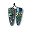 2Pcs Natural Abalone Shell/Paua Shell Pendants, Geometric Charms, Triangle, 38x13x3mm, Hole: 1mm