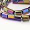 Electroplate Non-magnetic Synthetic Hematite Bead Strands, Faceted, Column, Multi-color Plated, 13x8mm, Hole: 1mm, about 31pcs/strand, 15.7 inch