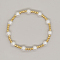 Natural Pearl Beaded Stretch Bracelets for Women, Gold & White