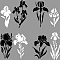 4Pcs 4 Styles PET Waterproof Self-adhesive Car Stickers, Reflective Decals for Car, Motorcycle Decoration, White & Black, February Iris, 200x200mm, 1pc/style