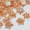 Acrylic Rhinestone Flower Flat Back Cabochons, with Brass Findings, Orange, 24x7mm