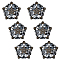 DICOSMETIC 6Pcs 1-Hole Alloy Rhinestone Shank Buttons, Flower, Gunmetal, 30x30.5x11mm, Hole: 2.2mm