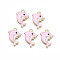 Alloy Enamel Pendants, Cadmium Free & Nickel Free & Lead Free, Light Gold, Dolphin, Pearl Pink, 21x15x2mm, Hole: 1.8mm