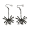 Halloween Alloy Dangle Earrings, with Glass Rhinstone, Spider, Gunmetal, 63x30.5mm