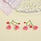 Handmade Glass Seed Beads, Loom Pattern, Flower Pendants, Cerise, 40x38mm