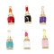 Brass Micro Pave Clear Cubic Zirconia Pendants, with Enamel, Long-Lasting, Lipstick, Real 18K Gold Plated, Mixed Color, 18x6x3.5mm, Hole: 1mm