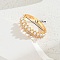 Exquisite Copper Inlaid Zircon Pearl Fashion Ring for Women Party Gift