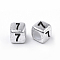 Antique Silver Plated Acrylic Beads, Cube with Black Number, Num.7, 6mm, Hole: 3mm, about 150000pcs/25000g