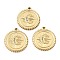 Ion Plating(IP) 316 Stainless Steel with Rhinestone Pendants, Flat Round with Moon Charm, Real 24K Gold Plated, 20x18.5x2mm, Hole: 1.2mm