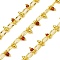 Handmade Faceted Natural Carnelian Beaded Chains, Soldered, with Spool, Long-Lasting Plated, Real 18K Gold Plated, Lead Free & Cadmium Free, Oval Links: 8x4x1.5mm, Beads: 3~3.5mm