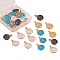 Alloy Enamel Pendants, Cadmium Free & Lead Free, Shell Shape, Light Gold, Mixed Color, 25x20x3.5mm, Hole: 4mm, 6 colors, 5pcs/color, 30pcs/box