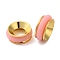 Rack Plating Brass Beads, with Enamel, Cadmium Free & Lead Free, Column, Real 18K Gold Plated, Long-Lasting Plated, Pink, 7.5x3mm, Hole: 3.5mm