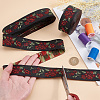 6.8M Flat Ethnic Style Polyester Jacquard Flower Ribbon OCOR-WH0082-133A-3