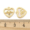 Brass Pave Shell Heart with Bowknot Charms KK-Z044-03G-3