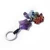 Natural Amethyst Star with Mixed Gemstone Chips Beaded Tassel Keychains KEYC-P012-01P-03-3