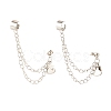 304 Stainless Steel Safety Chains Dangle Stud Earrings with Ear Cuff EJEW-JE04925-3