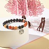 Round Natural Mixed Gemstone Beads Stretch Bracelet BJEW-JB06966-4