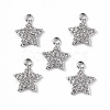 Brass Micro Pave Clear Cubic Zirconia Charms KK-E068-VF269-4
