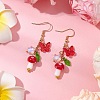 304 Stainless Steel Butterfly & Mushroom Dangle Earrings for Women EJEW-JE06235-4