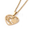304 Stainless Steel Heart with Word Love U Mama Stud Earrings and Pendant Necklace Set AJEW-B019-07-2
