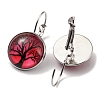 Tree of Life Glass Leverback Earrings with Brass Earring Pins EJEW-Q798-01V-2
