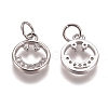 Brass Micro Pave Clear Cubic Zirconia Charms ZIRC-G153-34P-1
